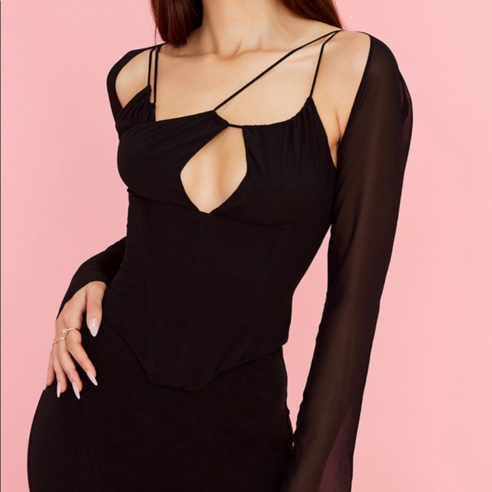 house of cb florian black chiffon corset